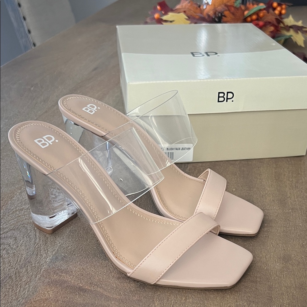 BP Women's Transparent and Beige Heeled Sandals